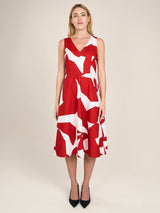 APART Fashion Apart Kurzes Kleid aus Jersey-Stoff Allover mit Vestido, Rojo-Crema, 46 Mujeres