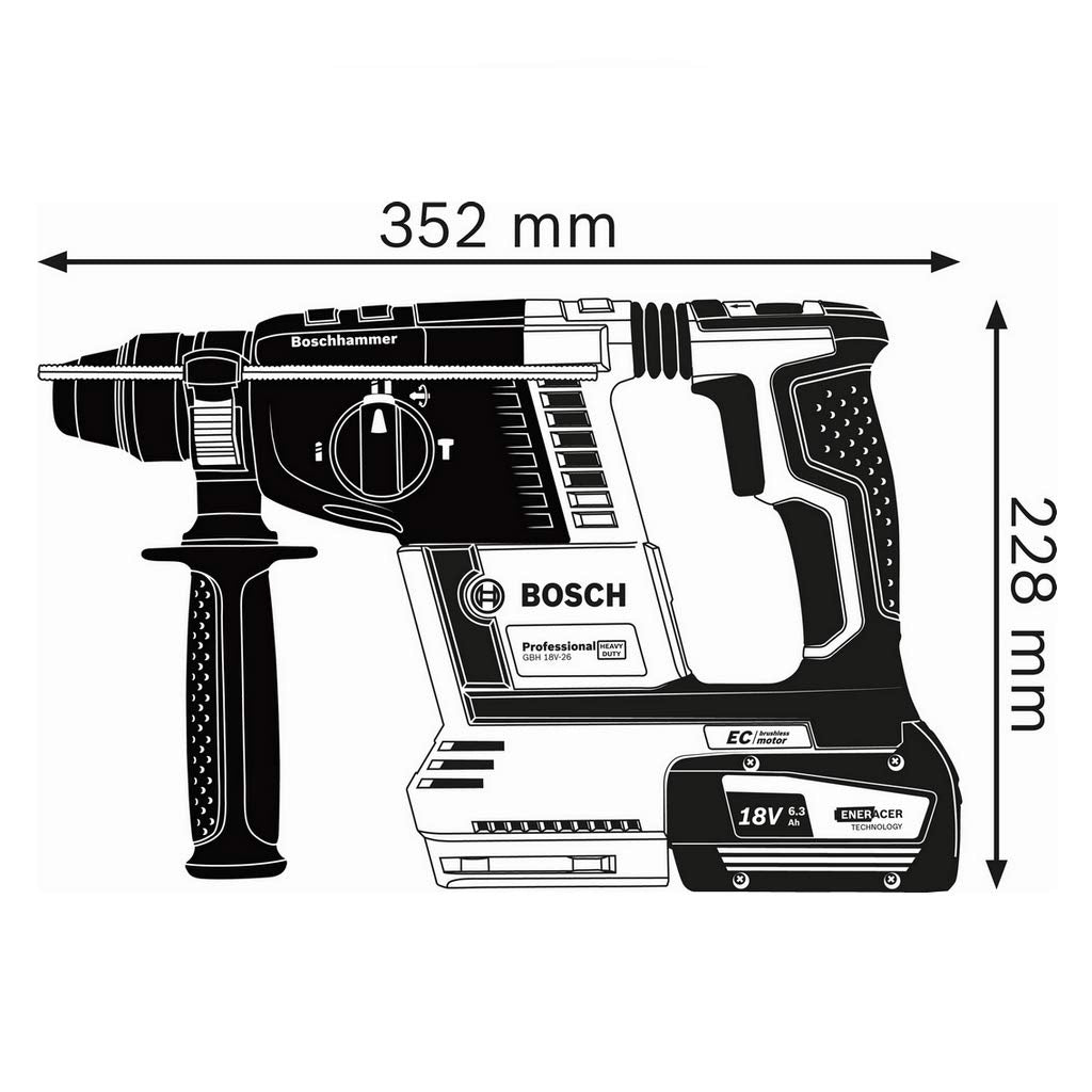 Bosch Professional 18V System GBH 18V-26 F - Taladro percutor inalámbrico (sin batería, 18 V, Ø de perforación en hormigón: 4-26 mm, en L-BOXX)