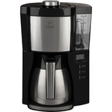 Melitta Look V Timer 1025-18 - Cafetera de goteo con jarra de acero inoxidable, cafetera de filtro con temporizador, máquina de café para 10 tazas con protección antical, negro