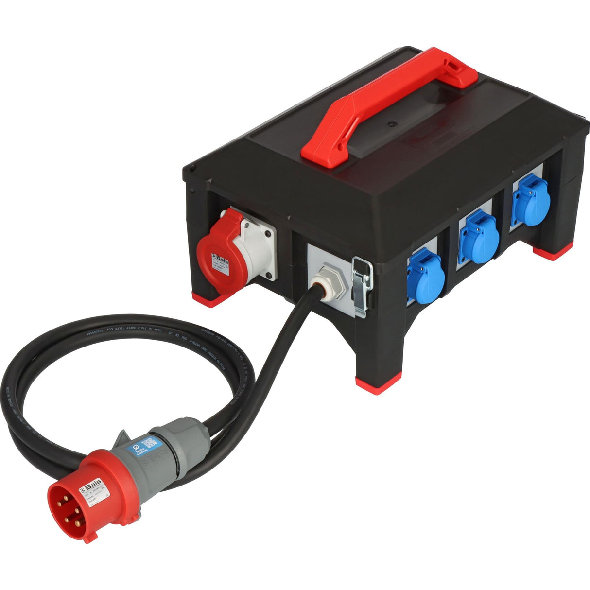 Brennenstuhl Distribuidor de flujo de goma profesional BSV 5 / distribuidor de corriente CEE Enchufe 32A (cable de 2 m H07RN-F 5G6.0, 1xCEE 400V/32A, 2xCEE 400V/16A, 6 contactos a tierra 230 V,