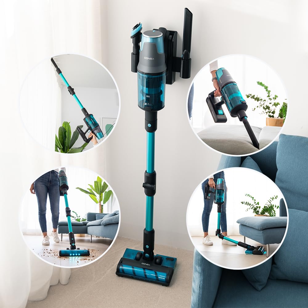 Cecotec Aspirador Escoba sin Cable Conga Rockstar 7500 Astral ErgoWet Animal. 680W, 4 en 1, 30 kPa, Cepillo Jaliscazo, Water Tank, Accesorio para Animales, 90 Minutos de Autonomía