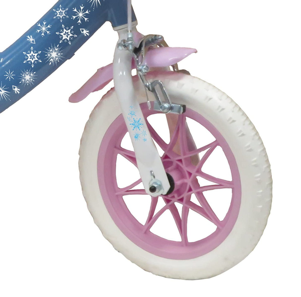 Vélo ATLAS Bicicleta de 12 Pulgadas para niña, diseño de Frozen, con 1 Freno, Cesta Delantera, portamuñecas traseras, Guardabarros, cárter y estabilizadores, Niñas, Azul Celeste, 12''