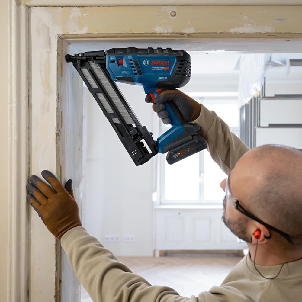 Bosch Professional 18V System clavadora madera batería GNH 18V-64 MD (modo disparo por impacto simple, apto para clavos: 32-64 mm, 1,8 mm y ángulo de clavado de 34°, sin baterías ni cargador)