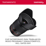 Samyang DSLR - Objetivo fotográfico para Nikon F Ae (20 mm, F1.8 ED, AS UMC), Negro