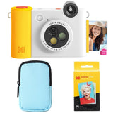 KODAK Smile+ - Paquete de iniciación de cámara instantánea Digital e Impresora fotográfica 2 en 1, Funda de Lujo + Papel Zink 20 Unidades, 10 MP, Lente giratoria, Color Blanco