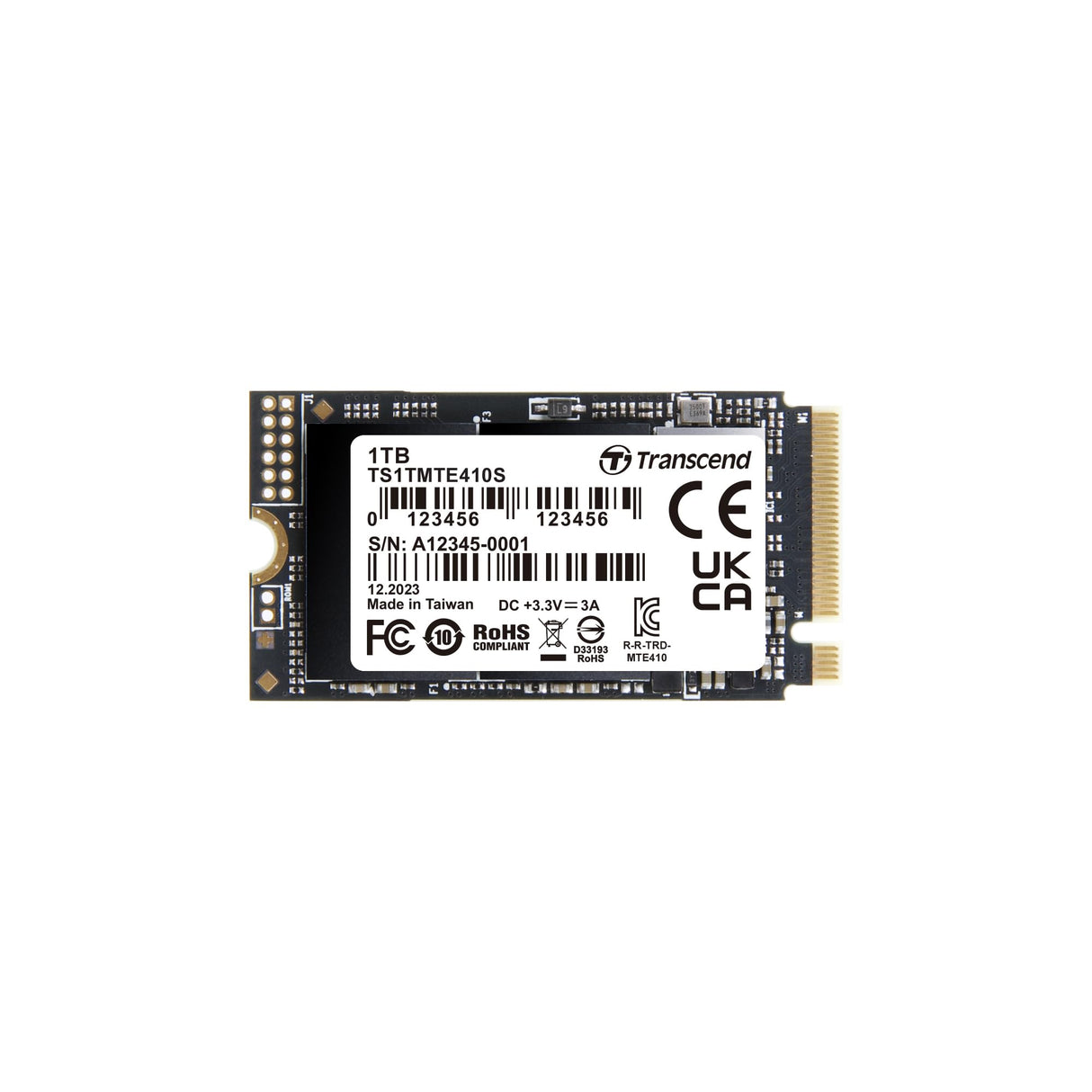 Transcend 1TB M.2 NVMe SSD 2242 PCIe Gen4x4 MTE410S Máx. Lectura/Escritura: 5,000 MB/s/4,300 MB/s TS1TMTE410S