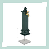 Relaxdays Fuente de Pie Antigua, con Grifo, 47 x 14 x 18,5 cm, Bebedero de Jardín, Terraza, Aluminio Fundido, Verde, Acero
