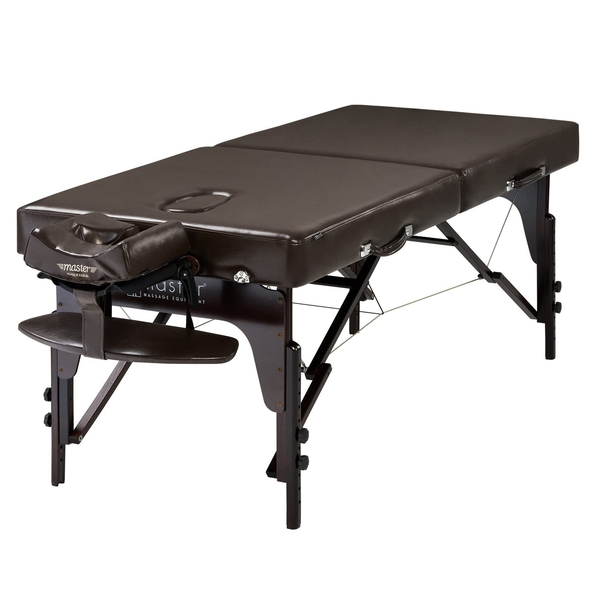 Master Massage Camilla de Masaje portátil Supreme de 71 cm, Plegable, Cama de Masaje, Banco de Masaje, Banco de cosméticos, portátil, Patas de Madera, Bolsa de Transporte, Color marrón