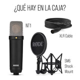 RØDE NT1 Signature Series micrófono de condensador de gran diafragma de la con soporte antivibraciones, filtro antipop y cable XLR para producción musical, grabación de voz, streaming y podcasting