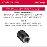 SAMYANG AF 24-70 mm F2,8 FE con estación de Lente para Sony E – Enfoque automático de Formato Completo y Objetivo APS-C 24-70 mm Zoom F 2.8 para cámaras Sony Alpha A7 A9 A1 A7C A6000 Series