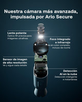 Arlo Ultra 2 Camara de Vigilancia WiFi Exterior 4K + Panel Solar, Camara de Vigilancia WiFi Interior, Sensor de Movimiento, Visión Nocturna Color, Prueba Arlo Secure Incluida, 2 Cámaras, Negras