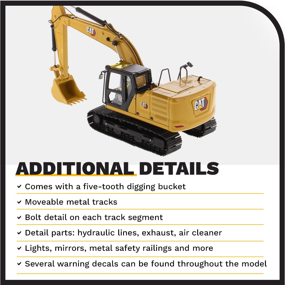 Caterpillar Diecast Masters 85569 Excavadora 320 Hex, Escala 1:50, Aprox. 18.3 x 6.3 x 8 cm, a Partir de 14 años