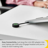 Jabra Link 400 USB-A DECT Adaptador, Llave portátil y duradera con un alcance inalámbrico seguro de hasta 150 m para determinados auriculares inalámbricos Jabra Engage - Variante UC - Negro