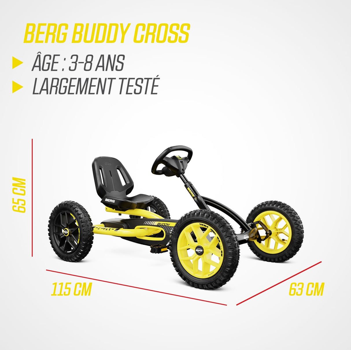 BERG Pedal Gokart Buddy Cross | Coche de Pedales, Seguro y Estabilidad, Juguete para niños Adecuado para niños de 3 a 8 años