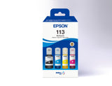 Epson Botellas de Tinta Originales EcoTank de la Serie 113 Colores Cian, Magenta, Amarillo y Negro