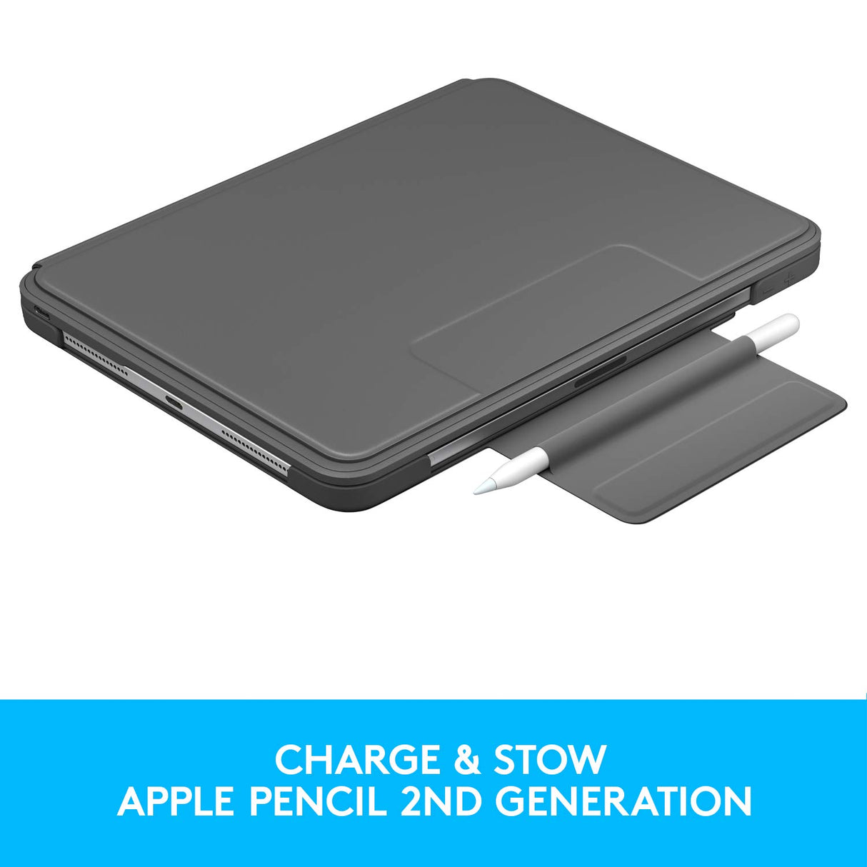 Logitech Slim Folio Pro para iPad Pro de 11 pulgadas 1a y 2a generación, Disposición QWERTY Pan Nordic, Gris