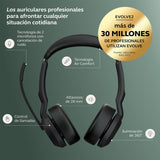 Jabra Evolve2 55 Auriculares Estéreo Inalámbricos con Tecnología Jabra Air Comfort, Micrófonos con Cancelación de Ruido y ANC, Certificado para MS Teams, Negro