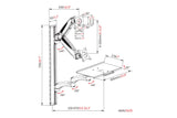 DIGITUS Estación de trabajo de pie-sentado, Soporte para monitor, Montaje en pared, 1x resorte de presión de gas 1x brazo articulado doble, 1 monitor, Hasta 27 pulgadas, VESA 75 x 75, 100 x 100, Negro
