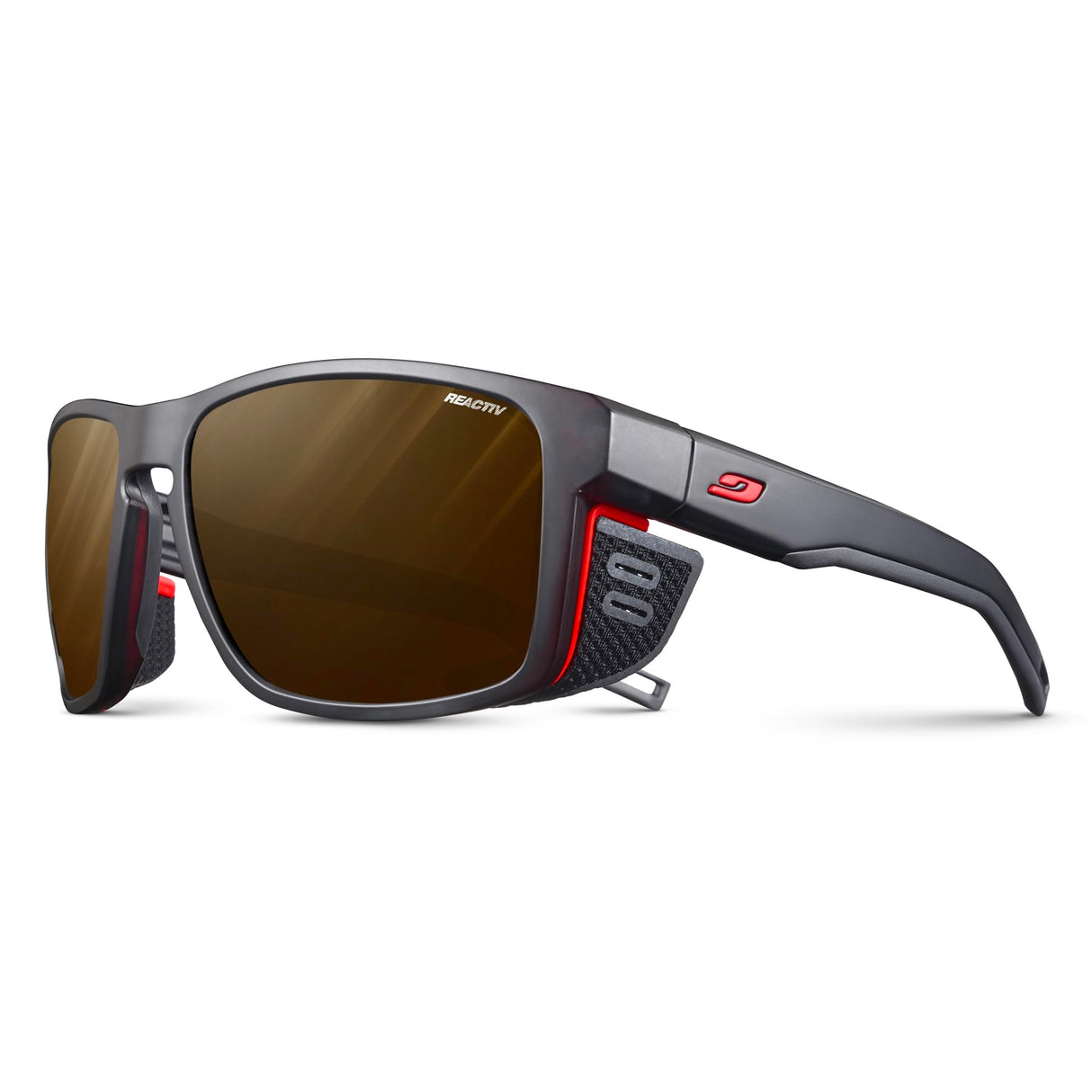 Julbo Shield M Gafas DE Sol, Negro TRANSLU/Naranja Fluo, Talla única Unisex Adulto