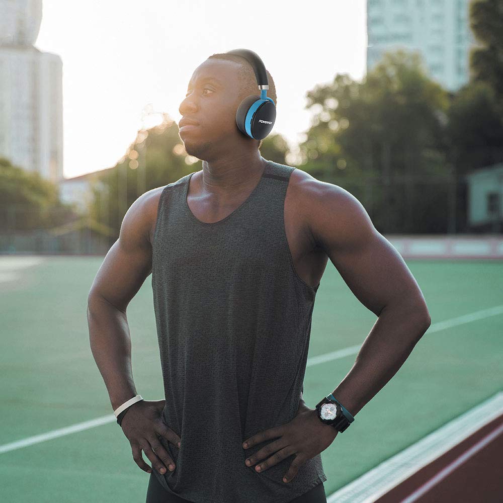 Powerade 480189 ANC - Auriculares de Diadema con reducción de Ruido (Bluetooth apTX, Baja latencia y Manos Libres Integrado, autonomía de 24 Horas), Color Negro y Azul