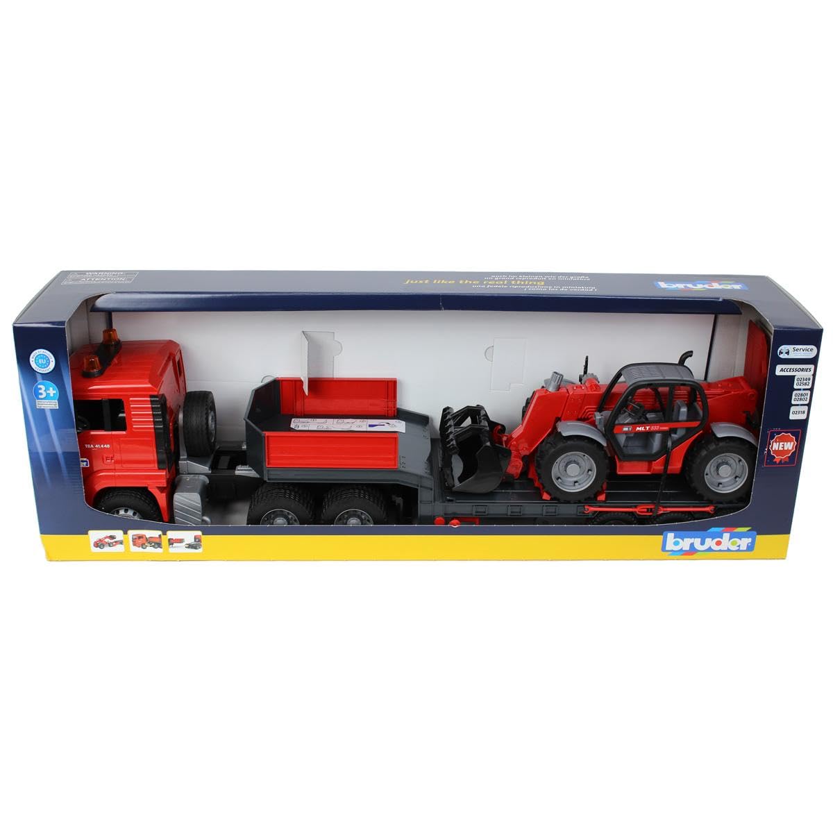 bruder 02774 - MAN TGA góndola baja con cargadora telescópica Manitou MLT 633, Vehículos, Góndola baja, Transportador, Camión, Cargadora sobre ruedas, Juguetes 3+ años