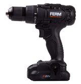 FERM Taladro inalámbrico industrial, FI20 V, 50 Nm, motor de 4 pines, incluye 2 baterías de 2,0 Ah y maletín de almacenamiento
