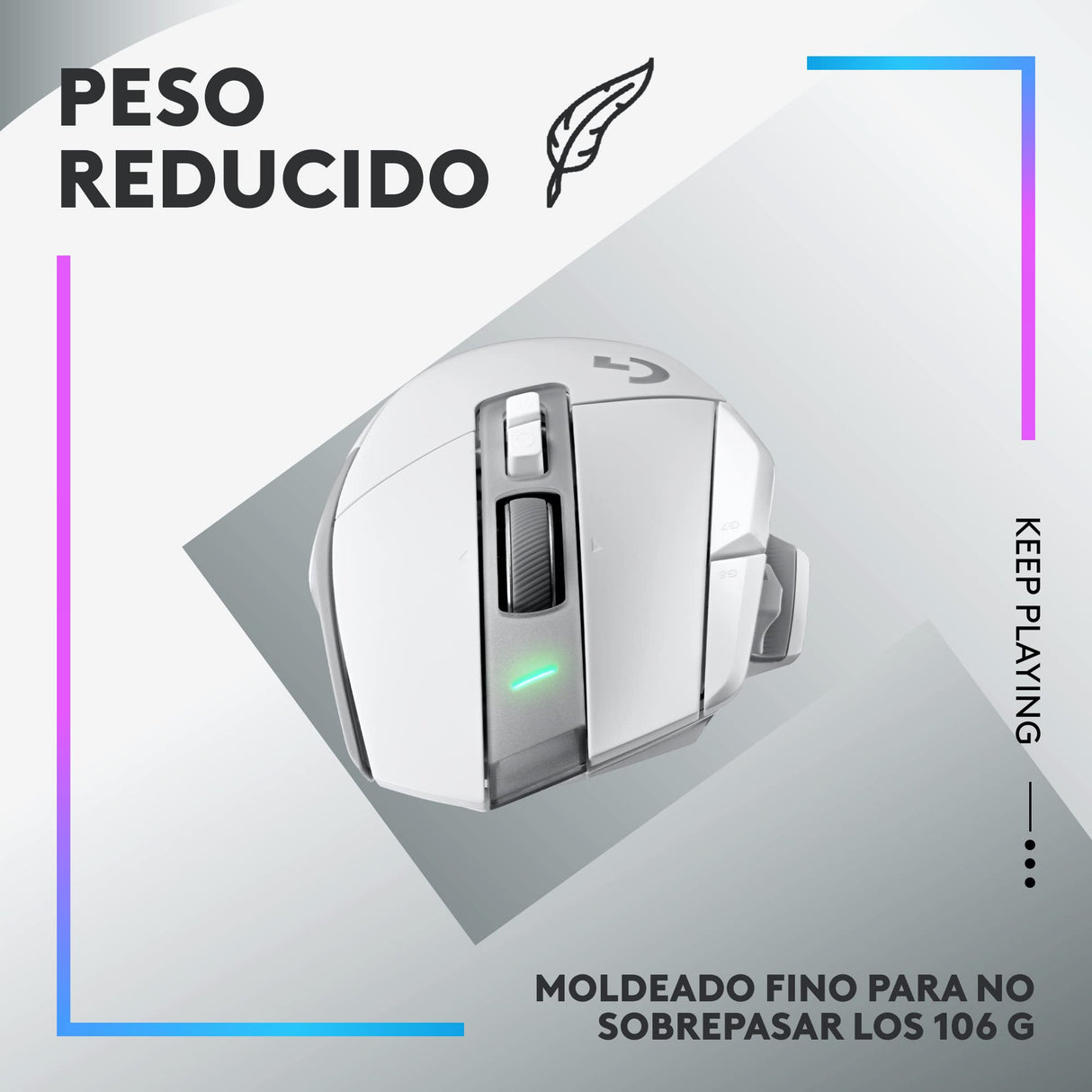 Logitech G G502 X PLUS LIGHTSPEED Ratón inalámbrico RGB para Gaming - Ratón óptico con interruptores híbridos LIGHTFORCE, LIGHTSYNC RGB, sensor HERO 25K, compatible con PC - macOS/Windows - Blanco