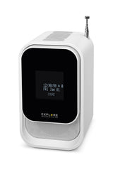 Explore Scientific BCR2001 - Radio Despertador con función Dab+, Bluetooth, Toma USB, batería Recargable, Color Blanco