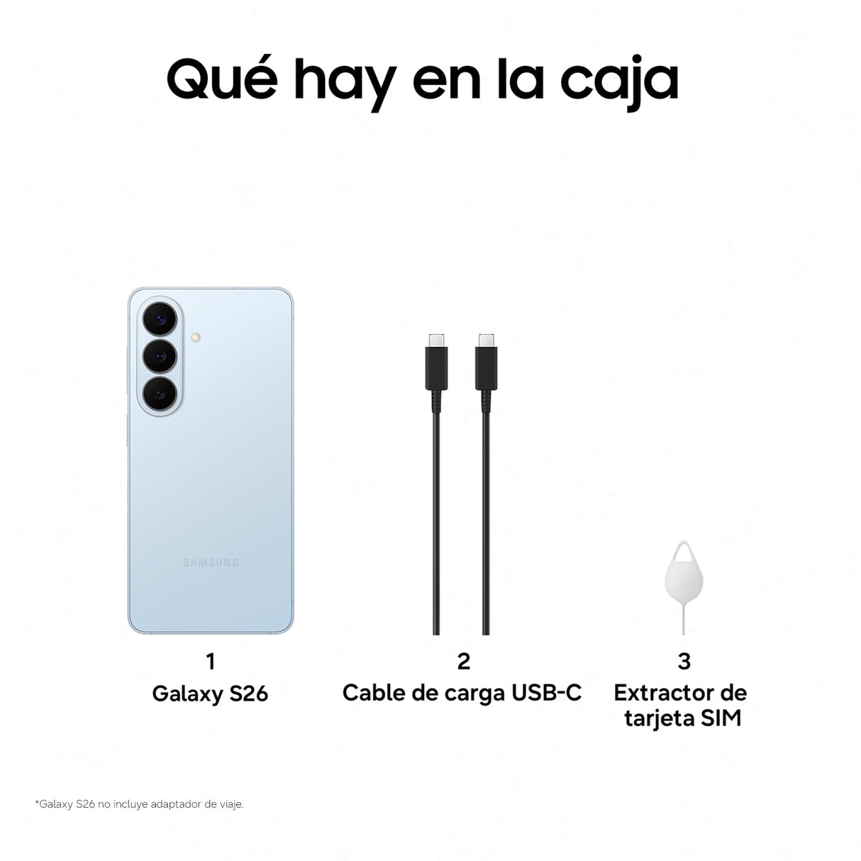 Samsung Galaxy S26, 256GB, Teléfono Móvil con Galaxy AI, Cámara 50MP, 12GB RAM, Batería 4300mAh, Garantía del Fabricante 3 Años + 1 Año Extra, Color Azul Cielo (Versión Española)