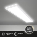BRILONER - Plafón LED, Panel LED, Ultra Plano, Efecto Retroiluminación, Luz Blanca Neutra, 36W, 4800 Lúm, Luces Habitacion, Rectangular, Cocina, Luz, 98x20 cm, Blanco