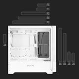 Noua Fobia L111 Blanco Micro ATX para PC Gaming Mini Tower 0.60MM SPCC Ventilador LED ARGB Direccionable Frontal Malla y Panel Lateral de Vidrio Templado Cierre Magnético