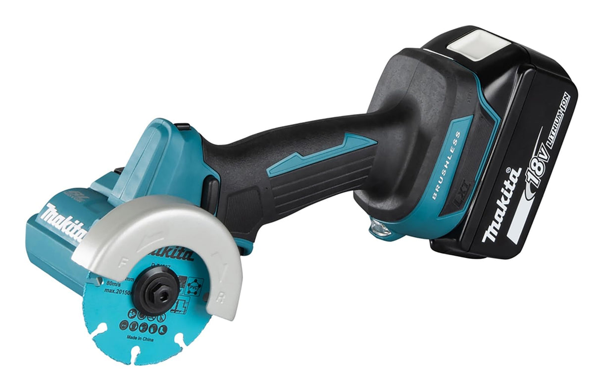 Makita DMC300RTJ - Cortador de disco compacto (18 V, ion de litio, 76 mm, sin escobillas, incluye 2 baterías de 5,0 Ah y cargador)
