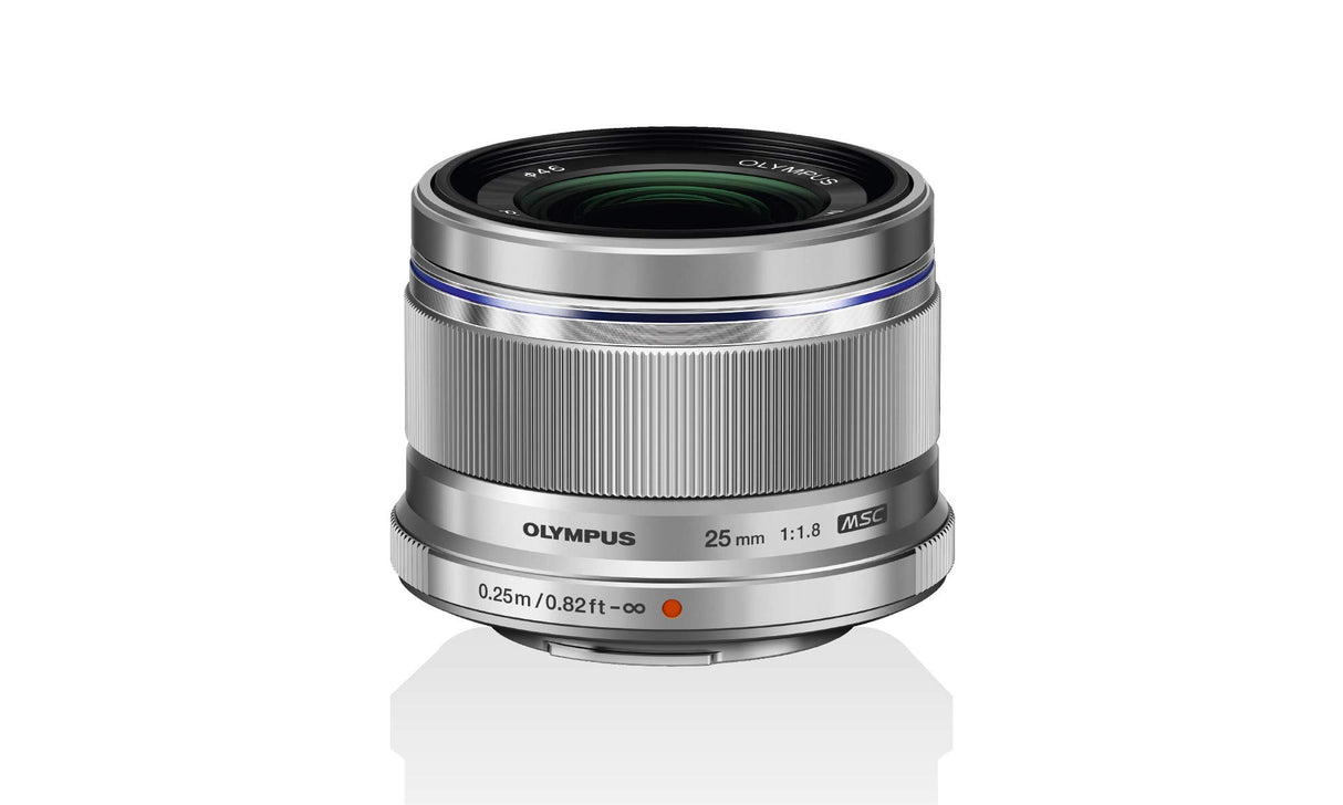 Objetivo Olympus M.Zuiko Digital 25 mm F1.8, Longitud Focal Fija rápida, Apto para Todas Las cámaras MFT (Modelos Olympus OM-D & Pen, Serie G de Panasonic), Plata