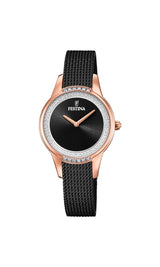 Reloj FESTINA para Mujer F20496/2 Mademoiselle Caja de Acero Inoxidable 316l Rosa Correa de Acero Inoxidable 316l Negro