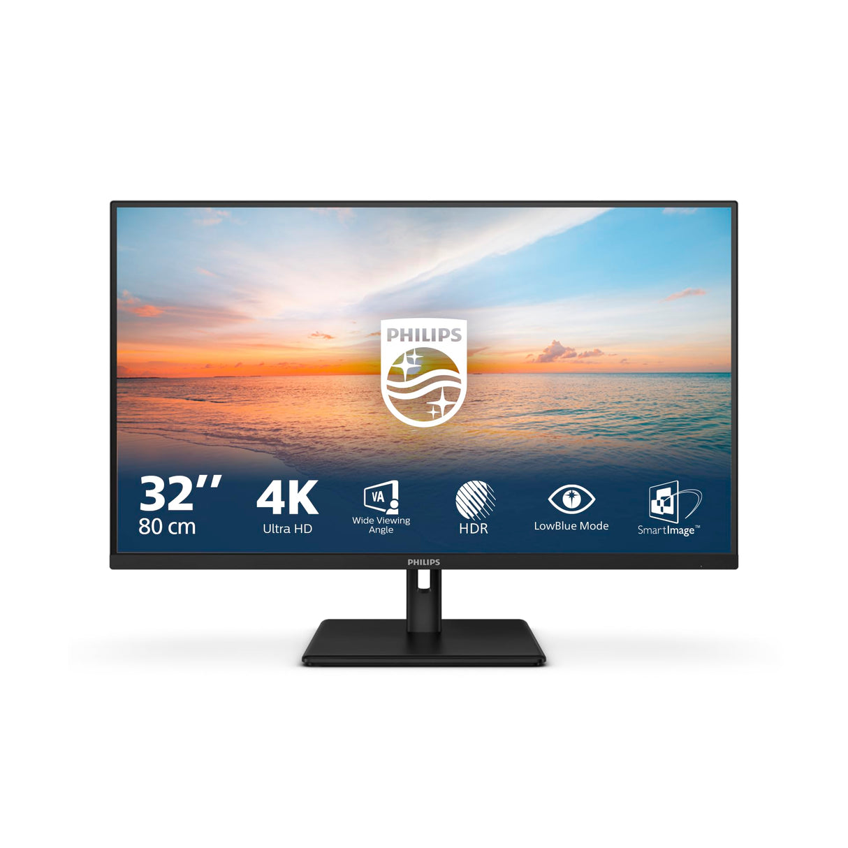 Philips 32E1N1800LA Monitor 32" UHD, WLED, 60Hz, VA, 4 ms GtG, HDR10, Adaptive Sync., Altavoces (3840x2160, 2X HDMI 2.0, 1x DP 1.4) Negro