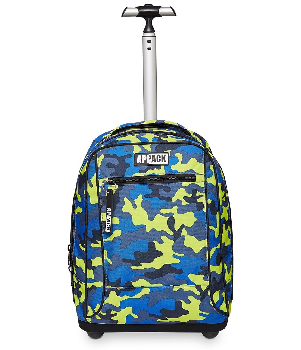 Appack Mochila con Ruedas BIG TROLLEY APPAK, Blue Deep - Mochila 2 en 1, Mochila Escolar con Carro, Crossover System - Bolso Escolar Niñas, Niños y Adolescentes - Bols. Frontal Bolsillo con Cremallera
