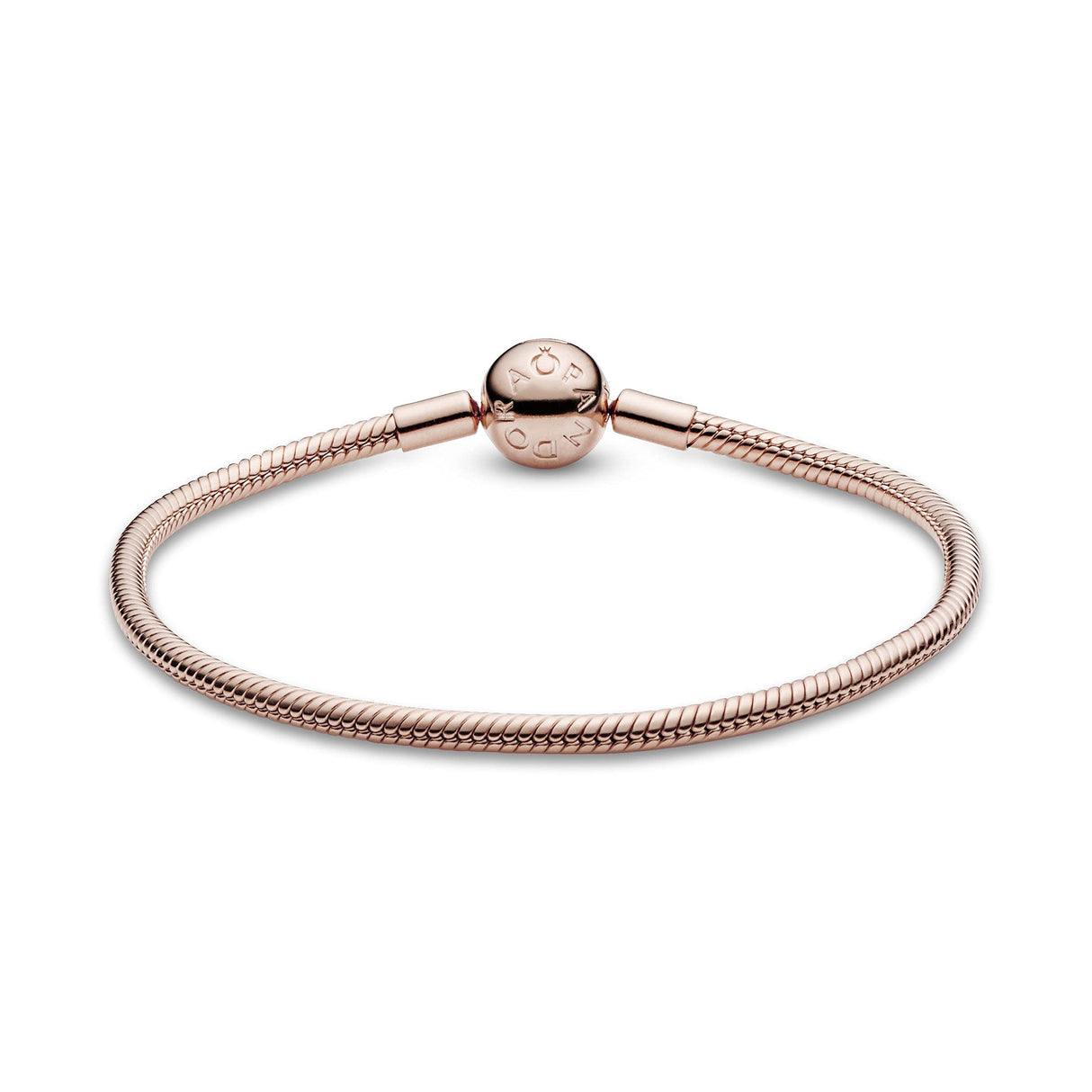 Pandora Icons Pulsera con cadena de serpiente chapada en oro rosa de 14 quilates, 19