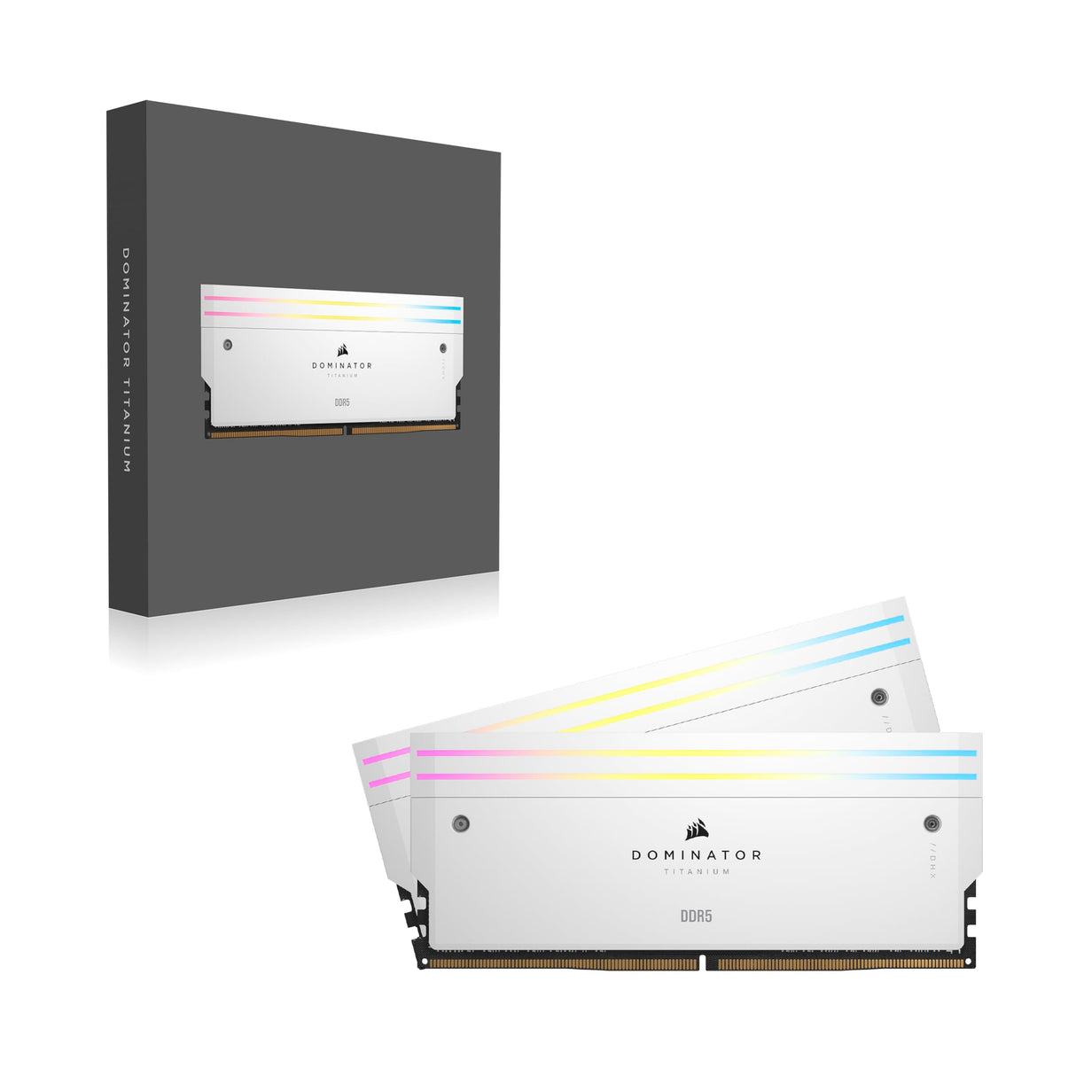 CORSAIR Dominator Titanium RGB DDR5 RAM 64GB (2x32GB) DDR5 hasta 6400MHz CL32 Intel XMP 3.0 Memoria de Ordenador de Sobremesa – Blanco (CMP64GX5M2B6400C32W)