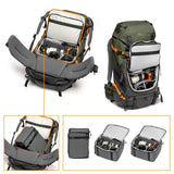 Lowepro PhotoSport PRO BP 55L AW IV - Mochila para cámaras réflex sin espejo, acceso delantero/trasero, compartimento extraíble para cámara, correas para accesorios, talla S/M, gris oscuro/verde