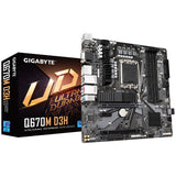 GIGABYTE Q670M D3H Placa Base - Compatible con procesadores Intel Core 14th CPUs, 6+1+1 Phases Hybrid Digital VRM, up to 5600MHz DDR5 (OC), 2xPCIe 4.0 M.2, 2.5GbE LAN, USB 3.2 Gen 2