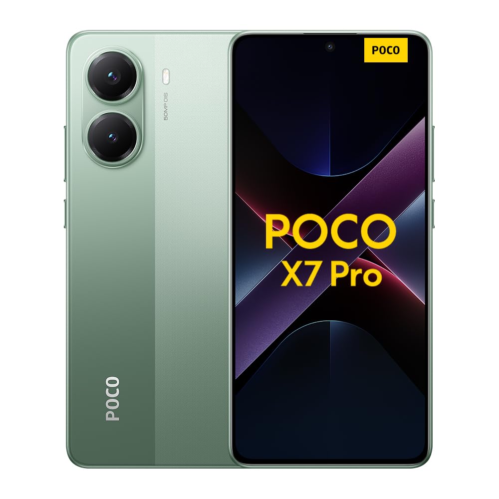 XIAOMI POCO X7 Pro - Smartphone de 12+512GB, Pantalla CrystalRes 1.5K 120Hz AMOLED, MediaTek Dimensity 8400-Ultra, Cámara de 50 MP, 90W HyperCharge, Cargador no Incluido, Verde (Versión ES)