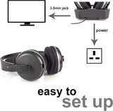 NEDIS Wireless TV Headphones | RF | Over-Ear | Maximum Battery Play Time: 11 hrs | 100 m | Digital Audio | Charging Dock | Black/Silver