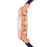 Fossil Reloj para hombre Grant, movimiento de cuarzo cronógrafo, caja de acero rosa dorado de 44 mm con correa de piel auténtica, FS4835