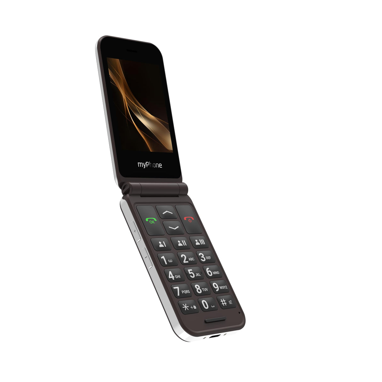 myPhone Harmony LTE Teléfono móvil de Tapa para Mayores sin Contrato, Botón SOS, Teclas Grandes, Pantalla 2,8"+ 1,44", Cámara 2 MP, Base de Carga, 4G, Batería 1300 mAh, Bluetooth – Praline Collection