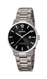 Festina Reloj Hombre F20435/3 Calendario Titanium Caja de Titanio Titanio Correa de Titanio Gris