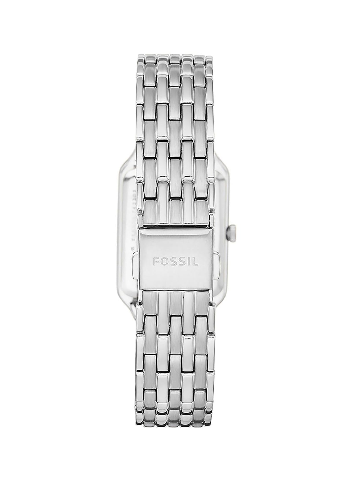 Fossil Reloj Raquel para mujer, movimiento de cuarzo de tres agujas con correa de acero inoxidable, Tono plata y blanco, 23 mm