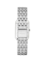 Fossil Reloj Raquel para mujer, movimiento de cuarzo de tres agujas con correa de acero inoxidable, Tono plata y blanco, 23 mm