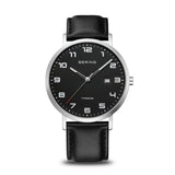 BERING Reloj de cuarzo para Hombre, Colección Titanium con titanio y cristal de Zafiro 18640-402, Plateado y Negro