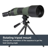 Celestron 52329 LandScout Catalejo de 80 mm en ángulo con Carcasa de Caucho, óptica Completamente revestida, Ocular con Zoom 20–60x, trípode de sobremesa y Adaptador para Smartphone, Verde