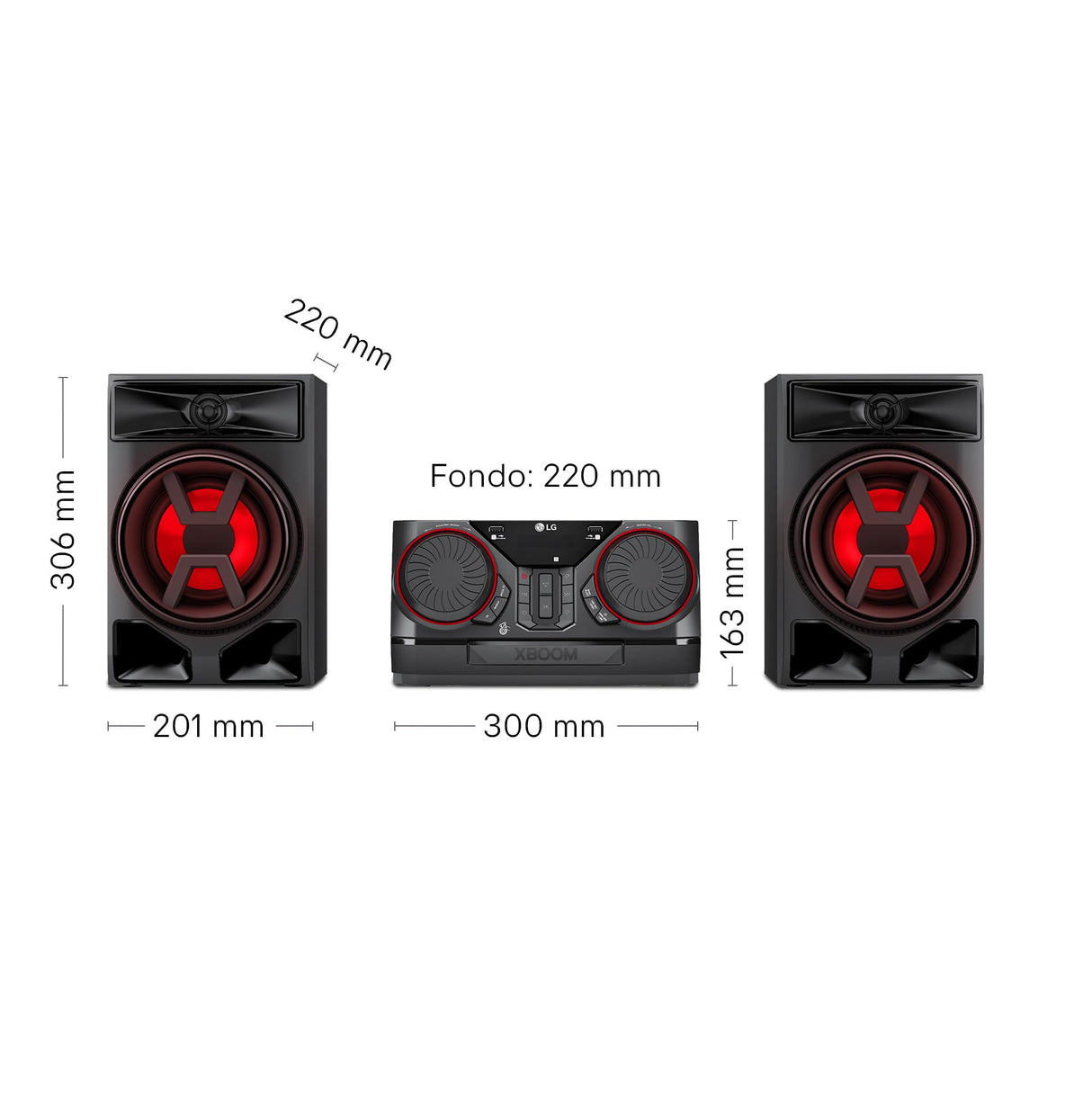 LG CK43N - Microcadena XBOOM, Sistema de Sonido 300W, Bluetooth, USB, Entrada Aux, Sincronización TV, Control de Fiesta, Ecualizador, Reproductor MP3, Audio Potente para Casa y Fiestas, Negro